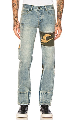 C2H4 Camo Patchwork Stonewashed Jean in Washed Blue REVOLVE