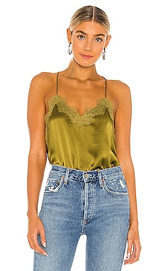 CAMI NYC The Racer Charmeuse Cami in Pesto REVOLVE