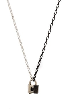 Cast of Vices Two-Tone Lock Necklace in Black | REVOLVE