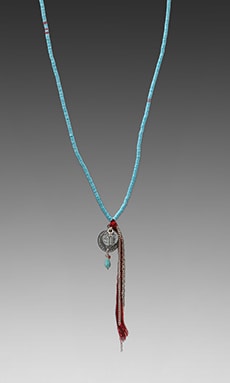 CHAN LUU Sequin Charm Tassel Necklace en Light Blue Combo REVOLVE