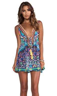 Camilla Short V Neck Drawstring Dress