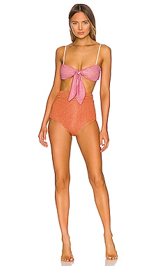 Cutout Metallic Bikini Set Orange & Pink CHIO $275 