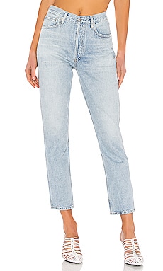 Charlotte Crop High Rise Straight in Blue. Revolve Women Clothing Jeans High Waisted Jeans 