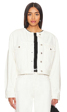 Monse Cropped White Denim Jacket in White