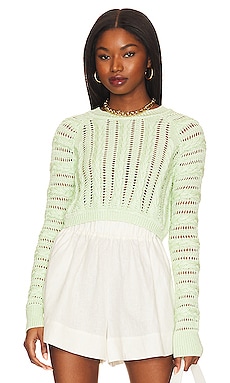 CABLE KNIT CROP SWEATER - Green