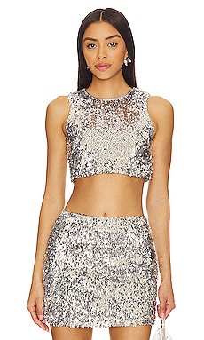 GANNI Cropped Sequin Blouse