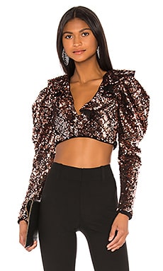 Camila Coelho Bellina Top in Metallic Mauve | REVOLVE