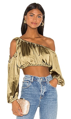 Camila Coelho Emanuelle Crop Top in Olive Green | REVOLVE