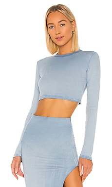 X REVOLVE Verona Crop Long Sleeve in Blue. Revolve Women Clothing Shirts Long sleeved Shirts 