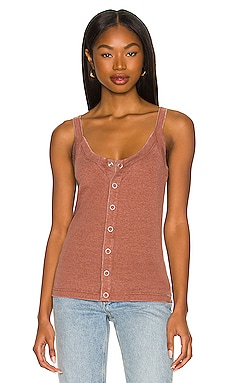 Understated Leather Finish Line Corset Top in Rusty Red