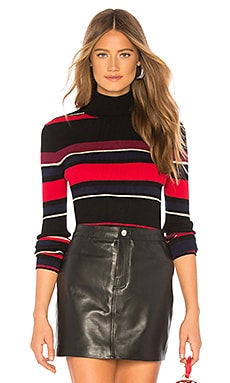 CAROLINE CONSTAS Mirabel Sweater in Black Camel Stripe