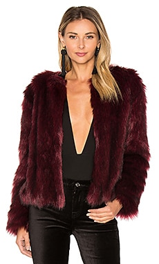 cupcakes and cashmere Snyder Faux Fur Jacket in Merlot | REVOLVE