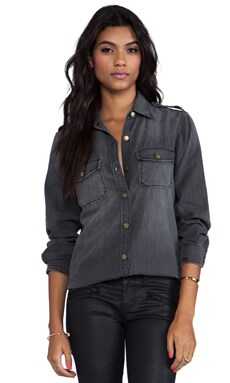 RE/DONE Orginal Oversized Western Shirt in Distressed Indigo