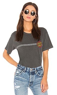 Daydreamer Double Stripe Dot Boyfriend Tee In Faded Black 