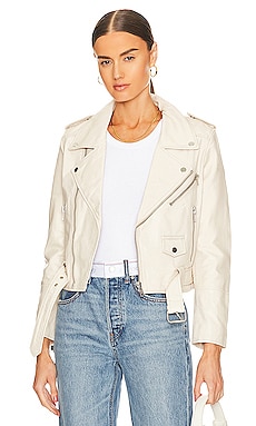 Off White Leather Cropped Jacket