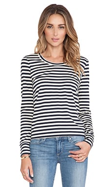 DemyLee Stripe Dani Long Sleeve Tee in Navy & Natural | REVOLVE