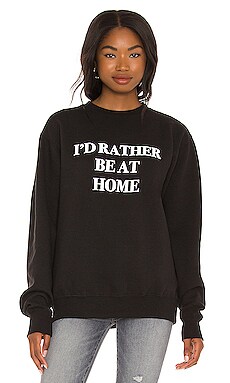 DEPARTURE I'd Rather Be At Home Crewneck in Black