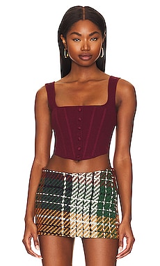 GUIZIO Knitted Corset Top in Maroon