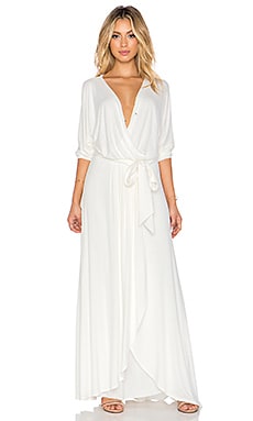 David Lerner x Chiqui Delgado Belted Wrap Maxi Dress in White | REVOLVE