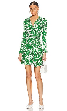 Dvf green cheap silk dress