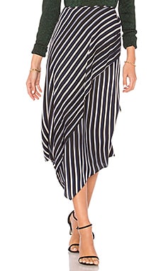 Diane von Furstenberg Draped Asymmetrical Midi Skirt in Whiston Black ...