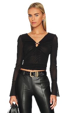 [FINAL DEAL] Diane V Frill Collared Top - Black S