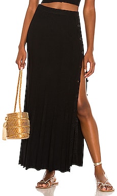 Dominique Ruched Maxi Skirt in Black. Revolve Women Clothing Skirts Maxi Skirts 