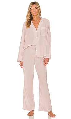 Product image of eberjey Nautico Stripes The Woven Long PJ Set. Click to view full details
