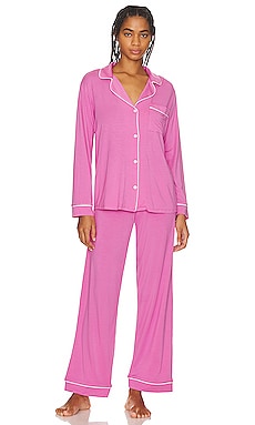 eberjey Gisele Modal Long Pj Set in Italian Rose & Ivory