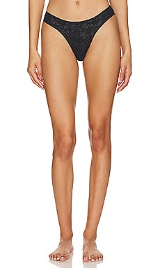 KENDALL + KYLIE High Leg Lacey Thong in Black
