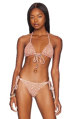 L*SPACE Maggie Bikini Top in Fusion Coral