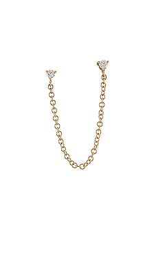 14KY Single Double Diamond Chain Stud Earring EF COLLECTION $425 Collections