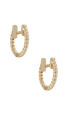 Product image of EF COLLECTION Gold Twist Mini Huggie Earrings. Click to view full details