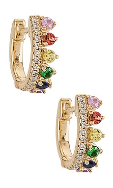 Diamond & Rainbow Chloe Mini Huggie Earrings EF COLLECTION $950 