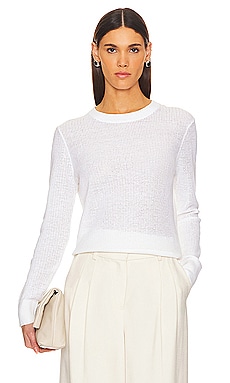 Autumn Cashmere Shaker Crew With Pearl Cable Sleeves Sweater in