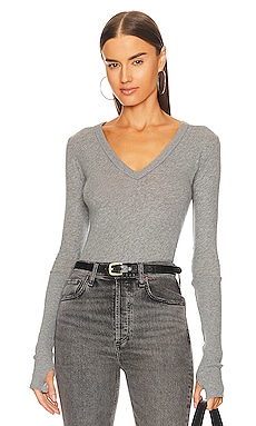 Product image of Enza Costa Cashmere Fitted Cuffed V Neck Sweater. Click to view full details