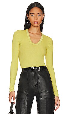 Knit Long Sleeve Fitted U Top Enza Costa $154 