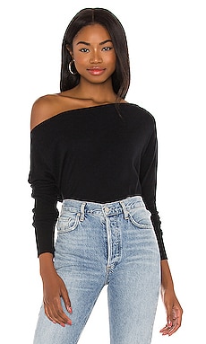 Cashmere Cuffed Off Shoulder Long Sleeve Top Enza Costa $225 