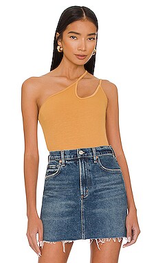 RE/DONE x Hanes Ribbed Tank Bodysuit in Tangerine