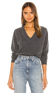 Heather Grey Women's Madalene V-Neck Cashmere Sweater Heather Grey –  Equipment