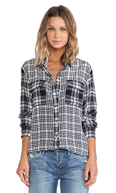 Equipment Signature Highway Plaid Blouse in True Black & Bright White ...