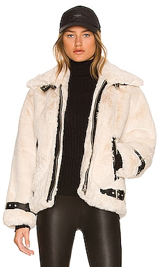 Essentiel Antwerp Acceptance Faux Fur Perfect Jacket in Off White | REVOLVE