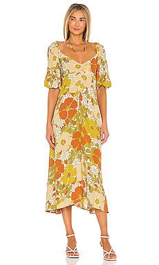 FAITHFULL THE BRAND Imane Midi Dress in Green Isola Floral | REVOLVE