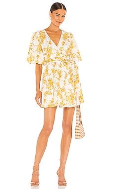 FAITHFULL THE BRAND Rooney Wrap Mini Dress in Linden Floral Print | REVOLVE