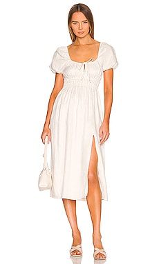 FAITHFULL THE BRAND Francesca Midi Dress in Plain White | REVOLVE