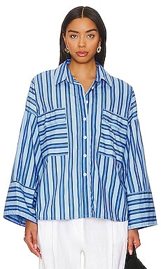 Anine Bing Mika Shirt in Blue  Tula Designer Boutique – Tula
