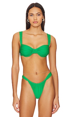 KIINI Clo One Shoulder Bikini Top in Emerald & Multi