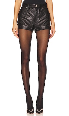 Womens FRAME black High-Rise Leather Shorts