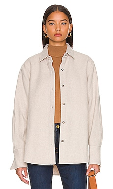FRAME The Oversized Shirt Jacket in Bone | REVOLVE