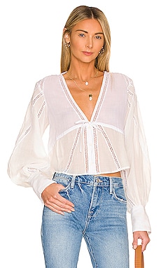 Product image of FRAME Inset Lace Empire Blouse. Click to view full details